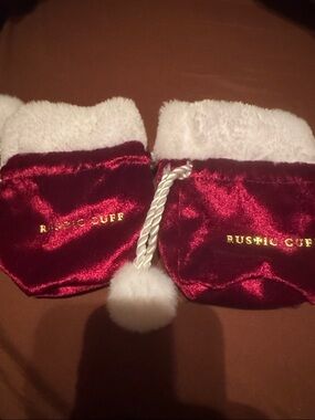 Plush Red Velvet RUSTIC CUFF Bags with White Faux Fur Trim